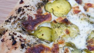 Dill Pickle Pizza with Garlic Sauce